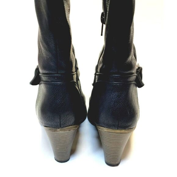 MIA Farley Over The Knee Heeled Boots Solid Black Buckle Accent Side Zip Sz 6.5 - Picture 9 of 11